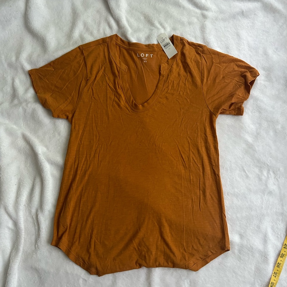 LOFT Women's Burnt Orange Short Sleeve Top